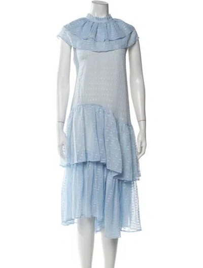 Pre-owned Birgitte Herskind Patterned Midi Length Dress In Blue