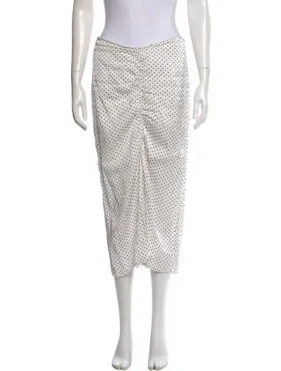 Pre-owned Birgitte Herskind Polka Dot Print Midi Length Skirt In White