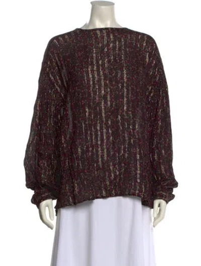 Pre-owned Birgitte Herskind Printed Bateau Neckline Blouse In Multi