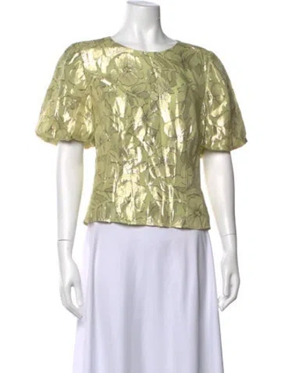 Pre-owned Birgitte Herskind Silk Floral Print Top In Green