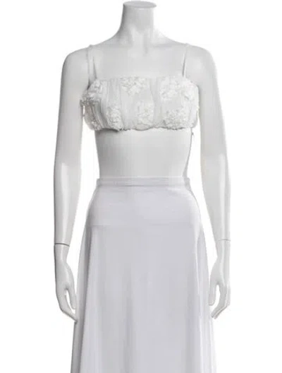Pre-owned Birgitte Herskind Square Neckline Sleeveless Crop Top In White