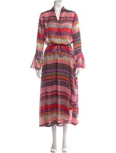 Pre-owned Birgitte Herskind Striped Midi Length Dress In Pink