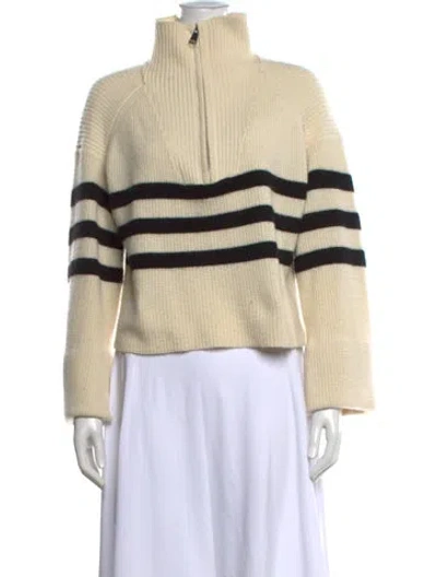Pre-owned Birgitte Herskind Striped Mock Neck Sweater In Neutrals