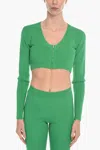 Birgitte Herskind Vanessa Hong Solid Color Miss Cropped Cardigan With Zip Clos In Green
