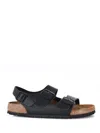 Birkenstock Amalfi Leather Soft Footbed Milano Sandals In Nero