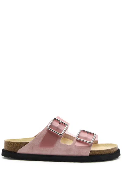 Birkenstock 1774 1774 Arizona Milky Suede And Pvc Sliders In Pink