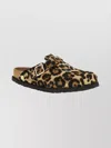 Birkenstock 1774 Animal Print Flat Sole Mules With Buckle In Brown