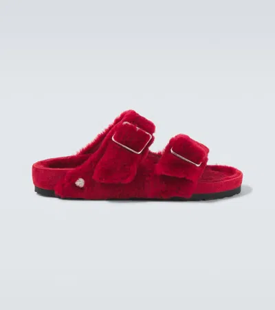 Birkenstock 1774 Arizona 1774 Shearling-lined Suede Sandals In Red
