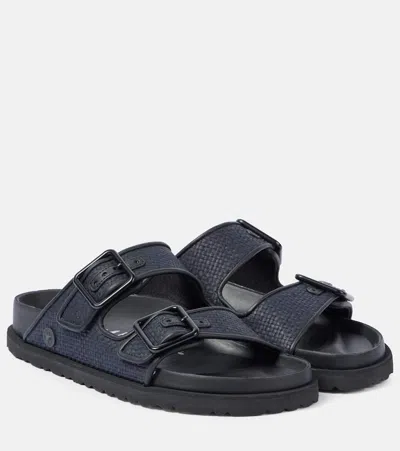 Birkenstock 1774 Arizona Luxe Raffia Sandals In Black