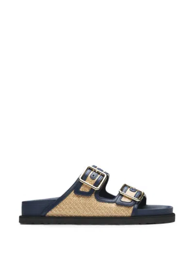 Birkenstock 1774 Arizona Raffia Sandals In Blue