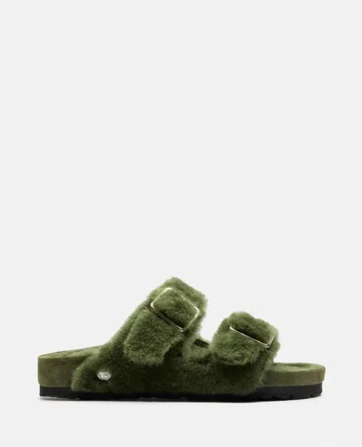 Birkenstock 1774 Arizona Shearling Big Buckle  In Green