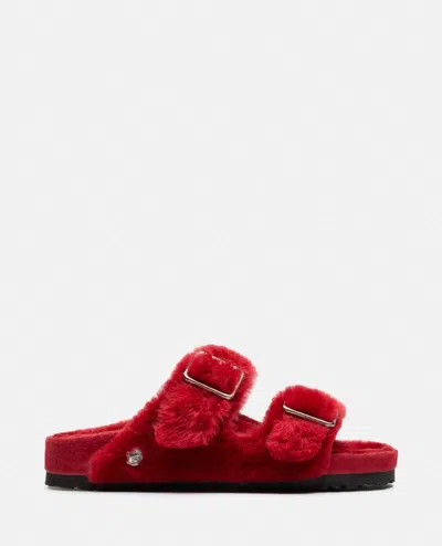 Birkenstock 1774 Arizona Shearling Big Buckle  In Red