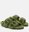 Birkenstock 1774 Arizona Shearling Big Buckle  In Green