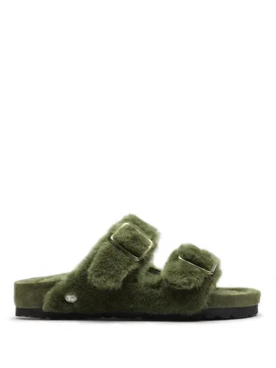 Birkenstock 1774 Arizona Shearling Sandals In Green