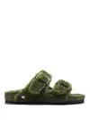 Birkenstock 1774 Arizona Shearling Sandals In Green