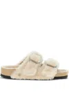 Birkenstock Slipper Arizona With Outter Teddy In Neutral