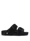 Birkenstock Shearling Slides In Black