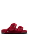 Birkenstock Shearling Sandals In Red