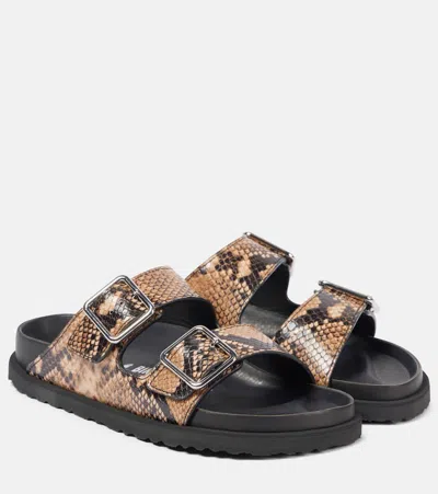 Birkenstock 1774 Arizona Snake Sandals Natural Snake Brown In Beige