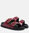 Birkenstock 1774 Open Toe Sandals With Textured Flat Sole In Red