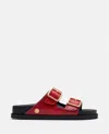 Birkenstock 1774 Open Toe Sandals With Textured Flat Sole In Red