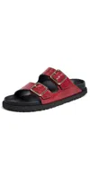 Birkenstock 1774 Open Toe Sandals With Textured Flat Sole In Red Snake
