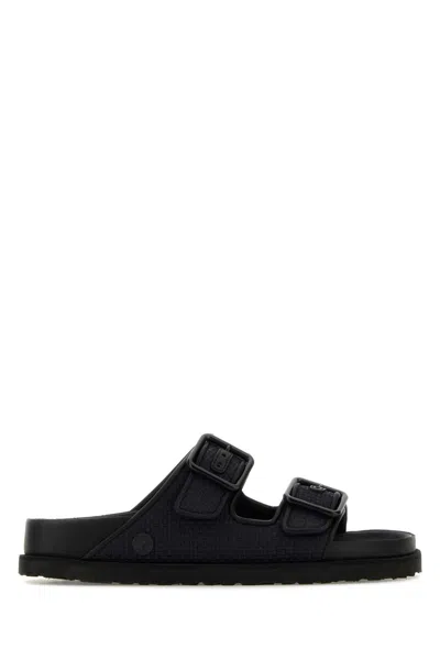 BIRKENSTOCK 1774 BLACK RAFFIA ARIZONA SLIPPERS