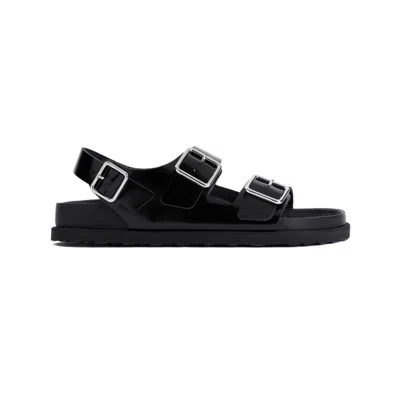 Birkenstock Milano Leather Dual-buckle Slingback Sandals In Black