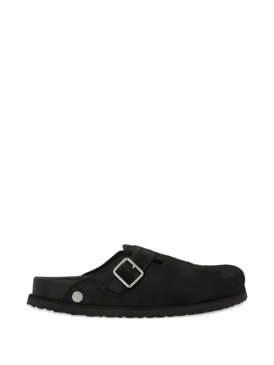 Birkenstock 1774 Boston Fur Mules In Black
