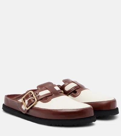 Birkenstock 1774 Boston Leather-trimmed Woven Clogs In White
