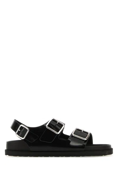 Alexander Mcqueen Man Black Leather Sandals