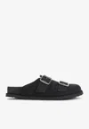 Birkenstock 1774 Double-strap Suede Slippers In Black