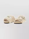 Birkenstock 1774 Faux Fur Flat Sole Open Toe Sandals In Neutral