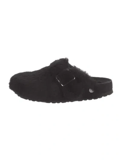 Pre-owned Birkenstock 1774 Faux Fur Mules In Black