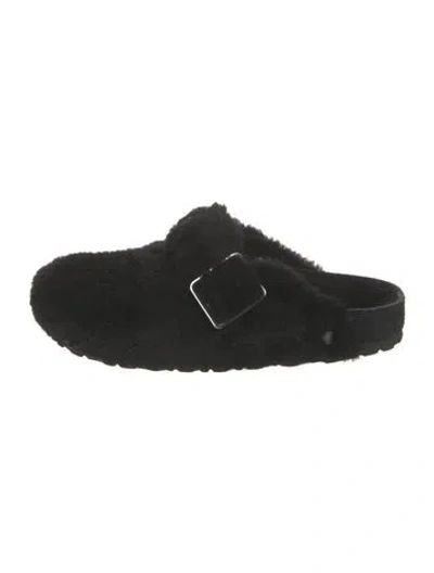 Pre-owned Birkenstock 1774 Fur Mules In Black
