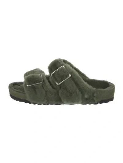 Pre-owned Birkenstock 1774 Fur Printed Mules W/ Tags In Green