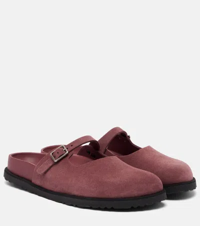 Birkenstock 1774 Maria Suede Clogs In Burgundy