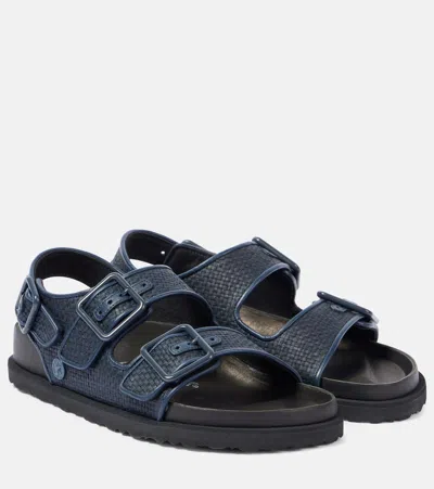 Birkenstock 1774 Milano Luxe Raffia Sandals In Navy