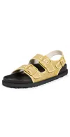 Birkenstock 1774 Milano Luxe Raffia Sandals In Golden Olive