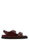 Ganni Embroidered Western Sandals In Red
