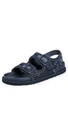 Birkenstock 1774 Milano Luxe Raffia Sandals In Dark Wash Denim