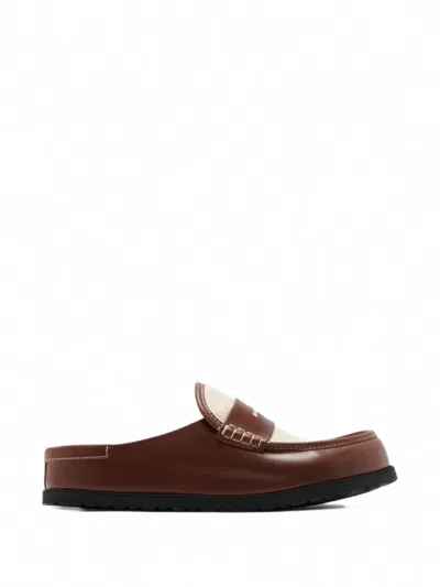 Birkenstock 1774 Two Tone Canvas And Nappa Leather Naples Slippers In Multicoloured