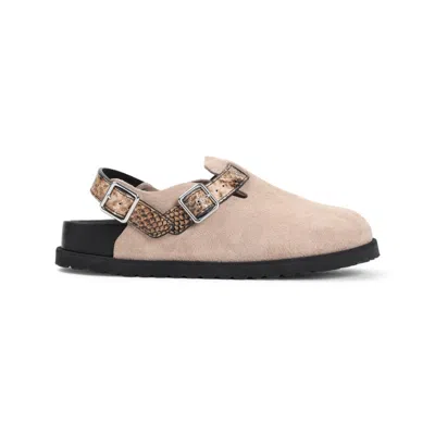 Birkenstock 1774 Natural Beige Snake Suede Leather Tokio Sandals