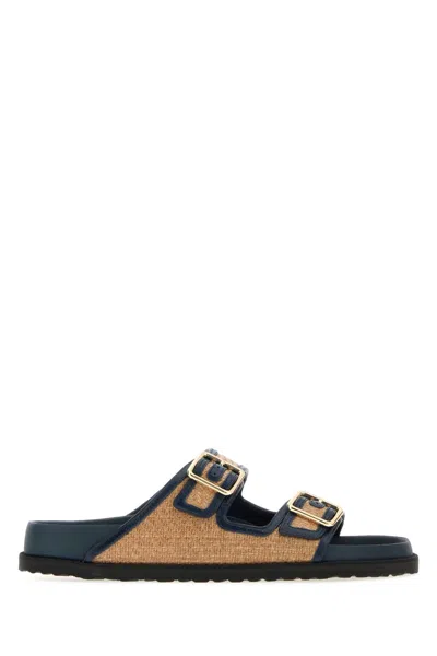Birkenstock 1774 Raffia Arizona Slippers For Men In Brown