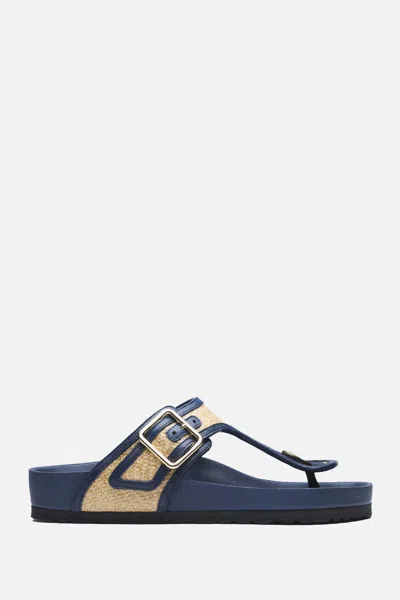 Birkenstock 1774 Romanticism Northeast Providence Gizeh Framed Raffia In Blue