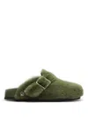 Birkenstock Boston 1774 Shearling Slippers In Green