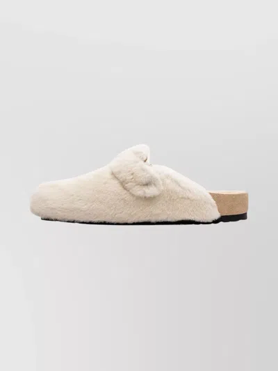 Birkenstock 1774 Shearling Open Back Flat Clogs In White