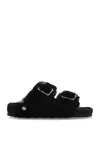 Birkenstock Shearling Slides In Black