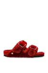 Birkenstock 1774 Arizona Shearling Sandals In Red