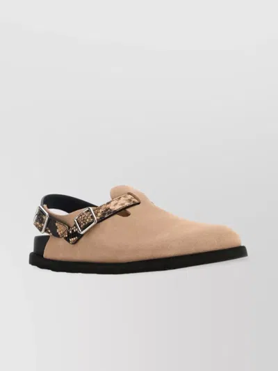 Birkenstock 1774 Strappy Leather Slippers Textured Sole In Neutral